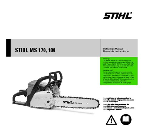 Stihl ms170 manual - Product Safety Manuals. We are not only here to make sure you have the right tools to get the job done, but we want to ensure that you have the right information to do the job safely. Make sure to always review your product safety manuals before using your equipment. Find those manuals here.